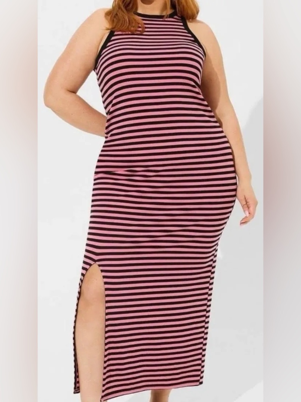 Torrid Pink + Black Striped Maxi Dress, size 2X NWT
